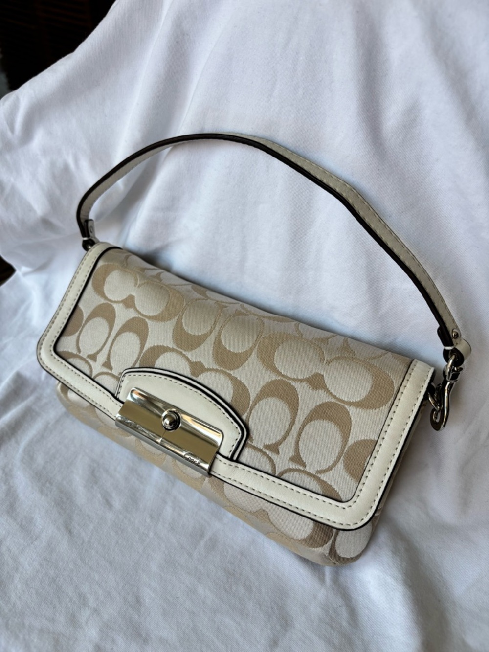 Vintage Coach Signature-Pattern Shoulder Bag
